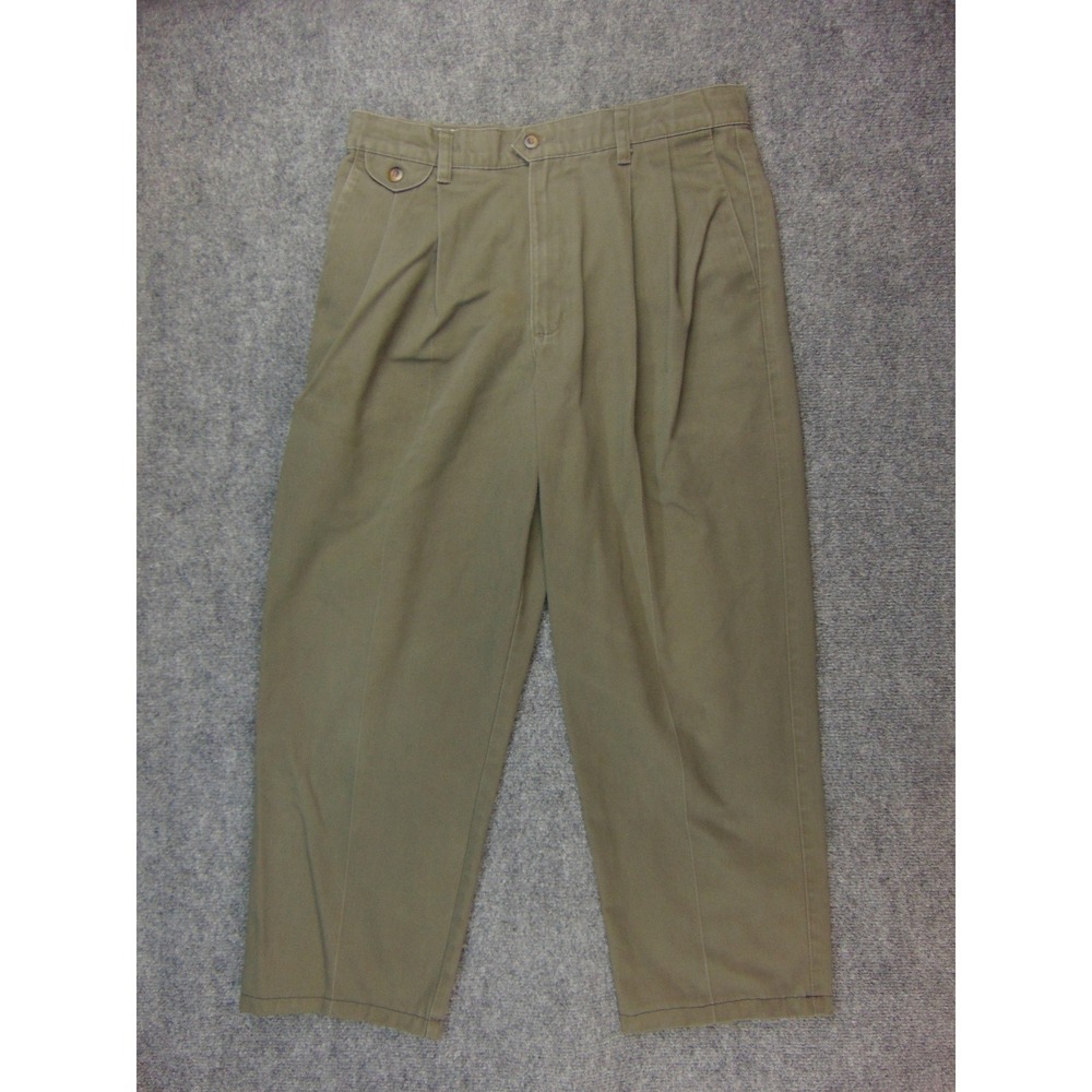 Dockers Pleated Chinos Mens 32x30 Khaki Green Casual Workwear Pants